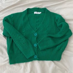 Green knit cardigan